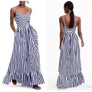 NEW J. Crew Striped Ruffle Maxi Dress